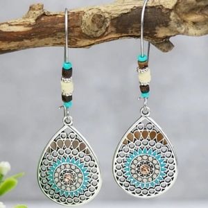 BRAND NEW BOHO  Beaded Disk Earrings